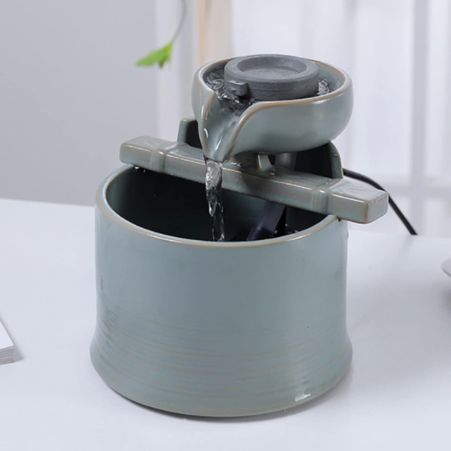 GRFIT Mini Ceramic Tabletop Water Fountain