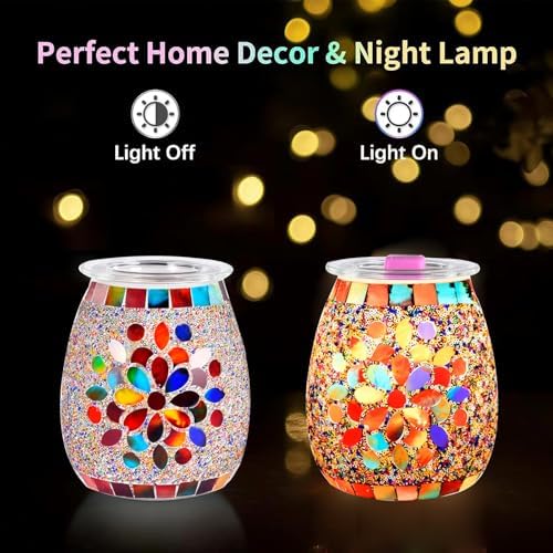 Dicimi Mosaic Glass Electric Wax Melts Warmer - Petal Design