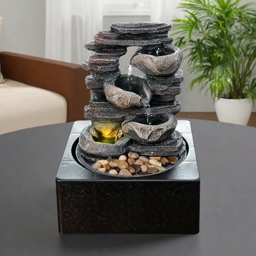 Natural Rock Tabletop Waterfall Fountain for Home Office Decor