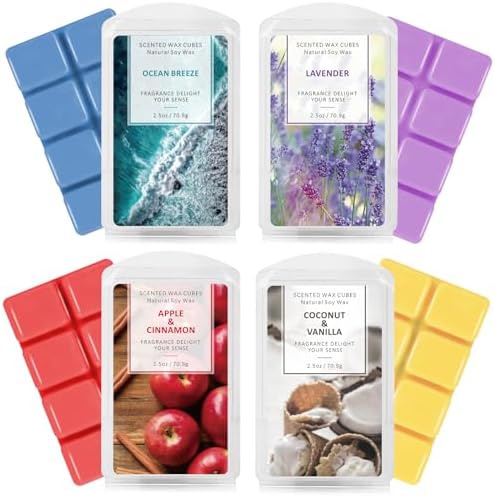 SCENTORINI Wax Melts 4 Pack Ocean Breeze Vanilla Coconut Cinnamon Lavender