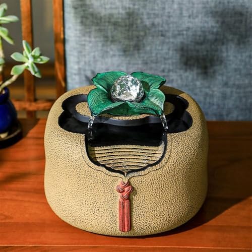 Yellow Resin Tabletop Fountain for Home Decor