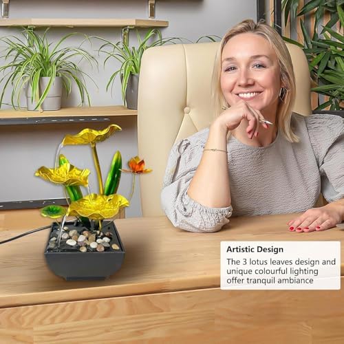 Mini Lotus Waterfall USB Tabletop Fountain with Rocks