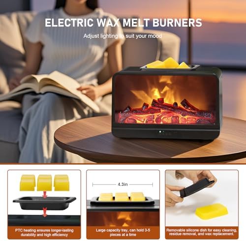 EQUSUPRO Flame Effect Wax Melter Electric Burner with 4 Timer Settings
