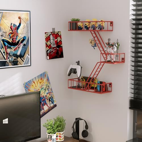 Fire Escape Shelf - 3 Tier Metal Wall Shelves with Baskets