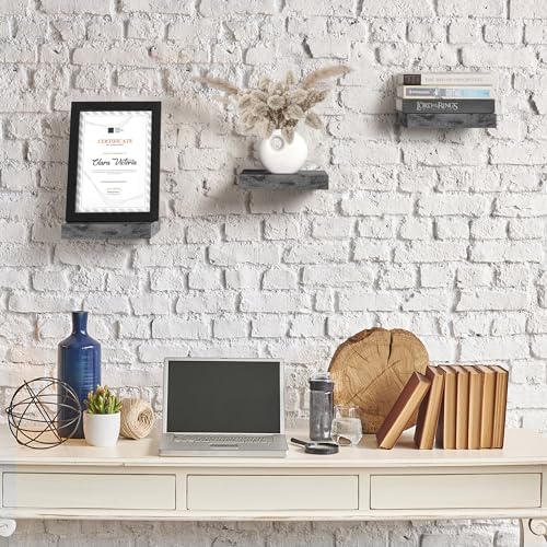 Sorbus Square Floating Shelf Set of 3 Rustic Grey