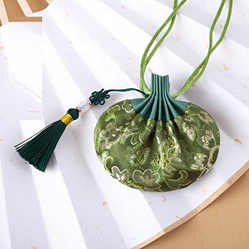 4 Pcs Embroidered Flower Scent Bags with Drawstring and Tassel