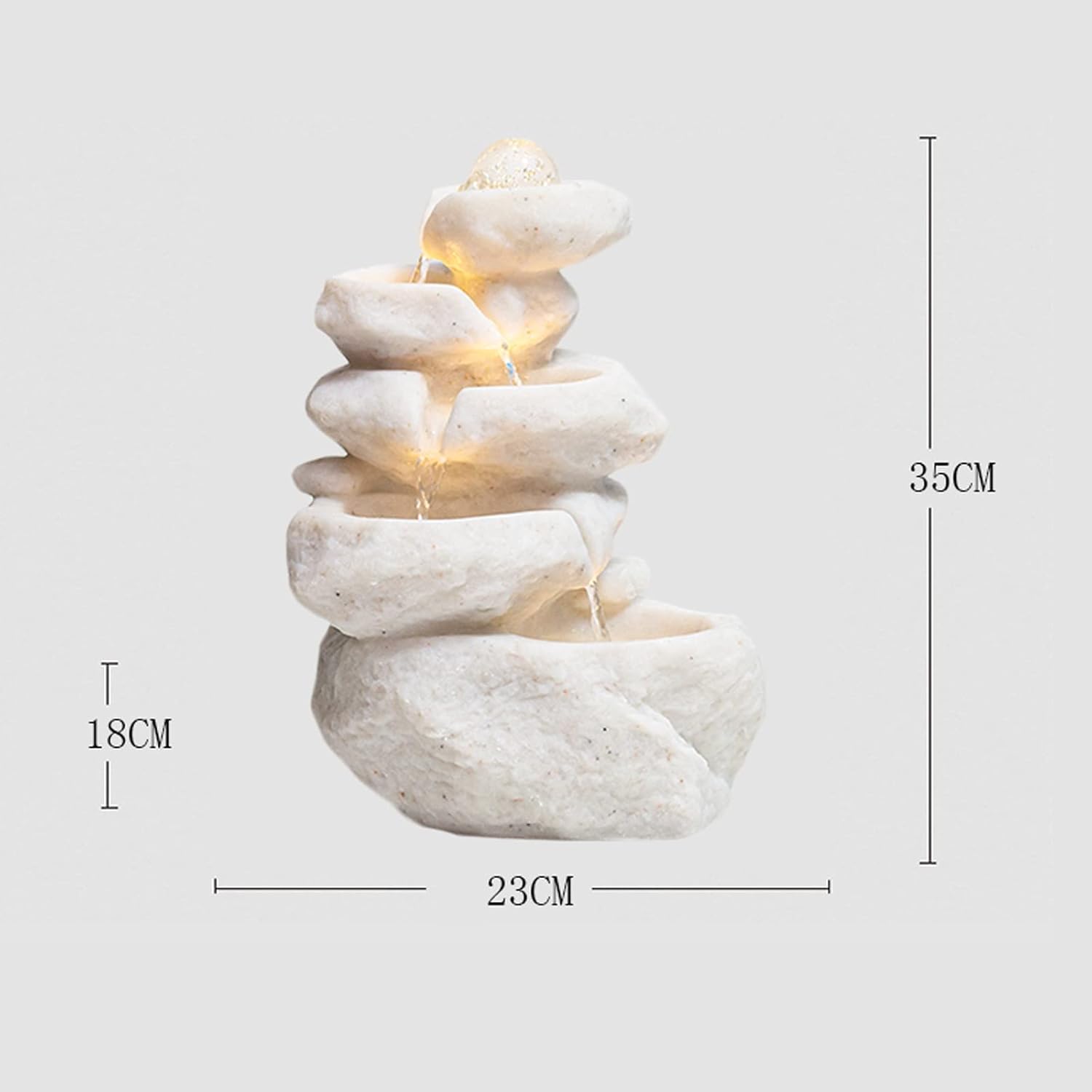 Waoceo Tabletop Fountain with LED Lights and Waterfall Design