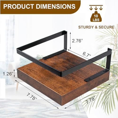 ARTORA Wall Mounted Plant Holder Wooden Floating Shelf with Invisible Bracket and Guardrail