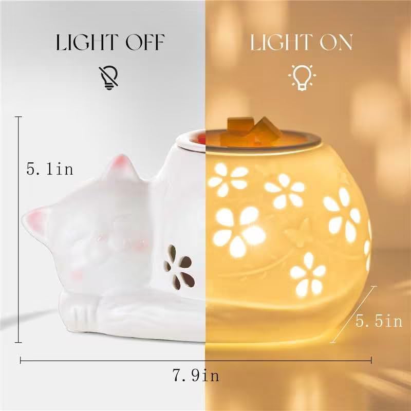 Candeldo Cat Wax Melt Warmer with 2 Bulbs