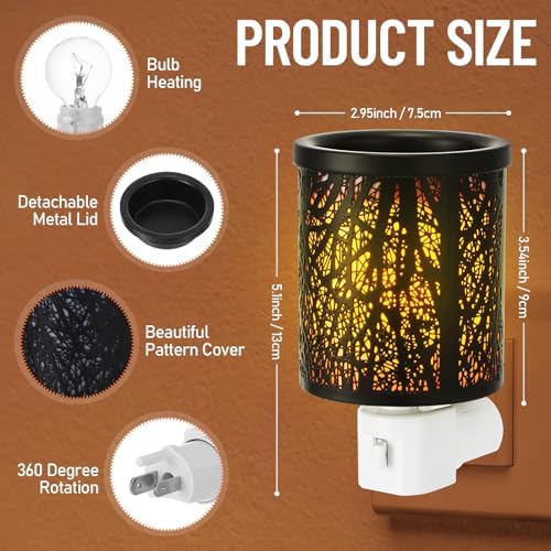 Tujoe 4 Pack Wall Plug Wax Melt Warmer with Metal Burner