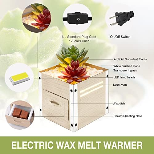 GXD Artificial Succulent Wax Warmer with LED Light