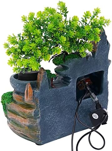 Vintoro Tabletop Fountain with LED Lights and Rockery