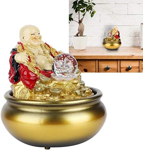 Golden Desktop Fountain with LED Light and Crystal Ball