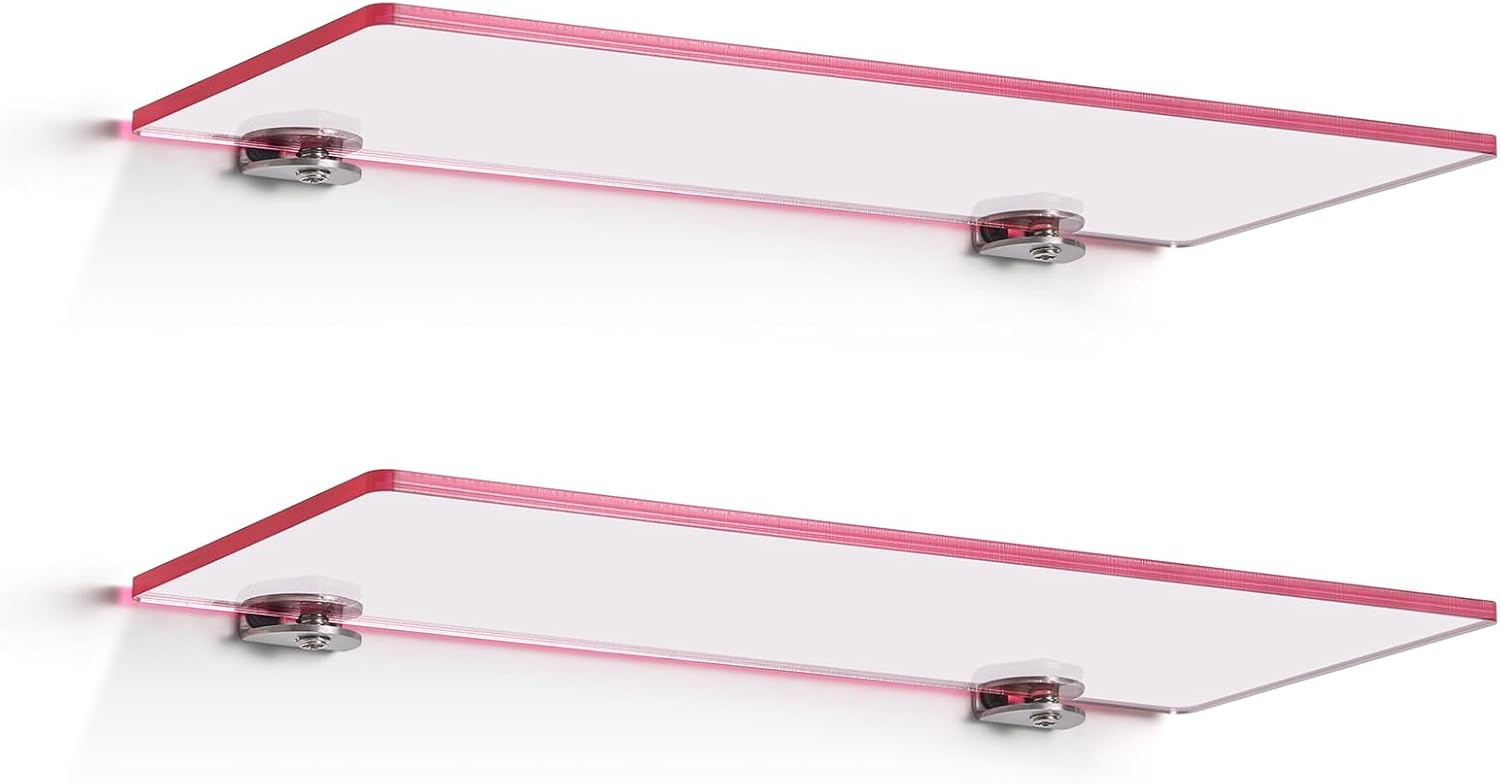 Small Floating Shelves 12x4 Inch Pink 2 Pcs