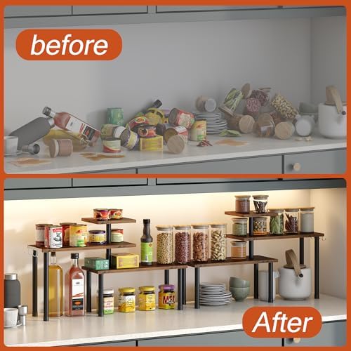 GHWIE Corner Shelf Organizer 3 Tier Bamboo Kitchen Rack