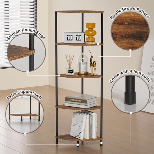 Greatseas 5 Tier Tall Corner Plant Stand Shelf