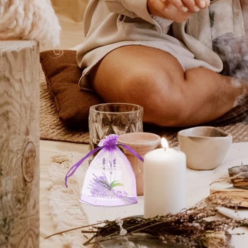 LOGOFUN 20PCS Lavender Drawstring Pouches for Home Fragrance