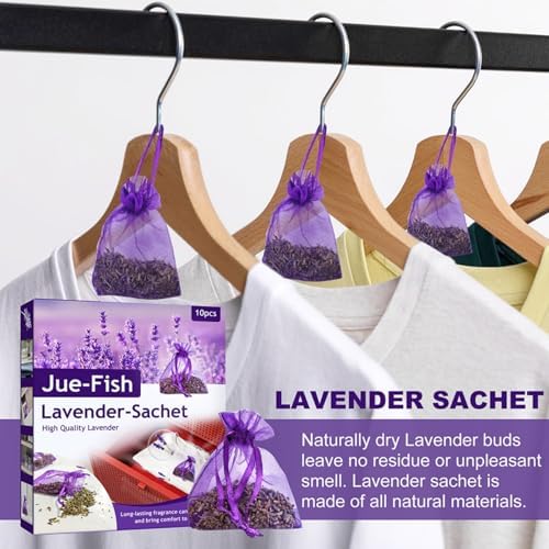 10 Pack Natural Dried Lavender Sachets for Closets and Drawers