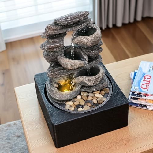 Natural Rock Tabletop Waterfall Fountain for Home Office Decor