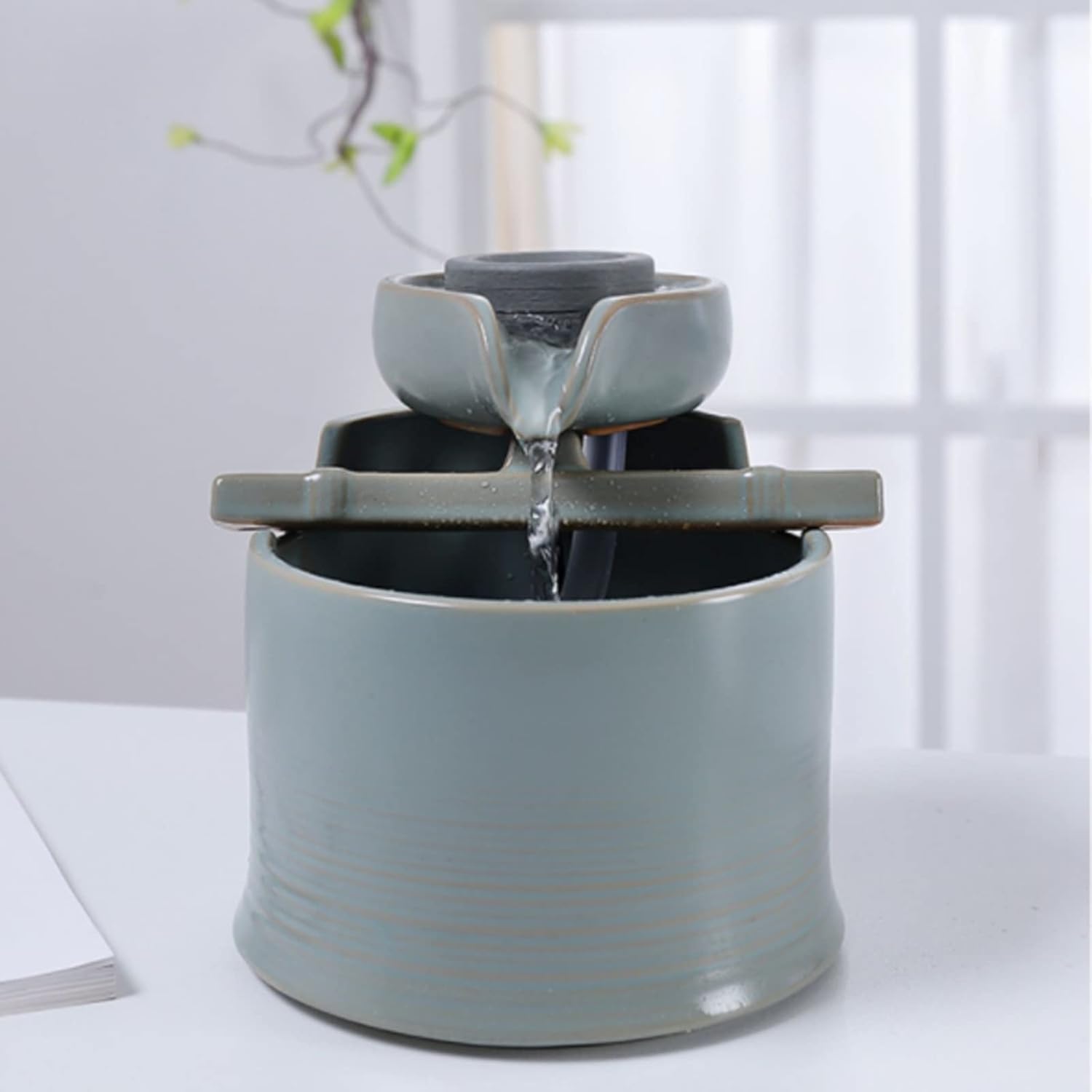 GRFIT Mini Ceramic Tabletop Water Fountain
