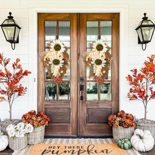 2PCS Autumn Teardrop Wreaths 177 Inch Fall Decorations