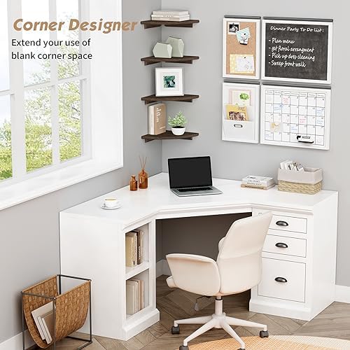 Forbena Floating Corner Shelves Set of 4 Dark Brown