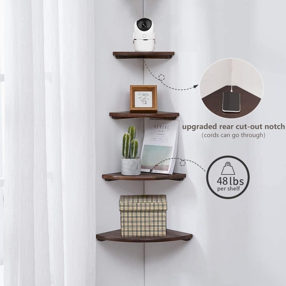 9-inch Walnut Floating Corner Shelf Wall Mount