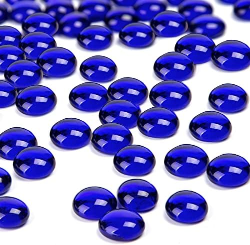FUTUREPLUSX 1LB Dark Blue Flat Glass Marbles