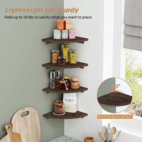 Forbena Floating Corner Shelves Set of 4 Dark Brown
