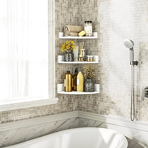 Alsonerbay White Corner Shelf Wall Mount Set of 3