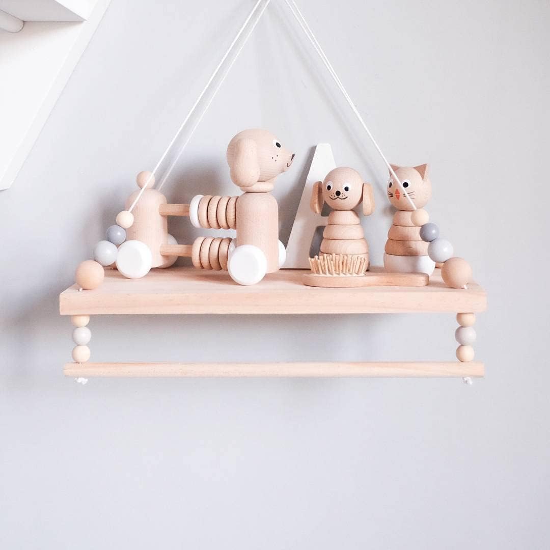 Macrame Wall Hanging Shelf with Wooden Beads