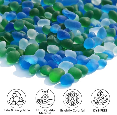 Sea Glass Stones 29LB Green Mixed Frosted Pebbles