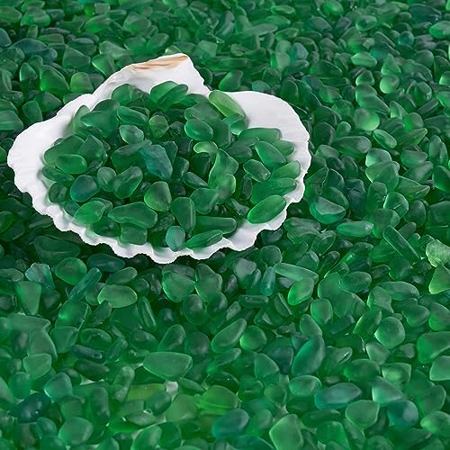 QEQEKAKA Sea Glass Stones for Crafts 1LB Green Pebbles
