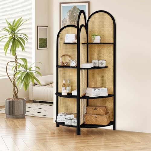 Asnefeli 4-Tier Corner Shelf Stand with Legs Black