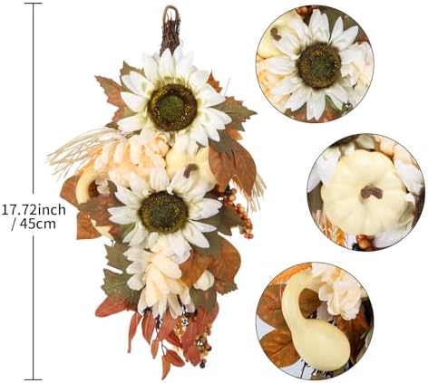 2PCS Autumn Teardrop Wreaths 177 Inch Fall Decorations