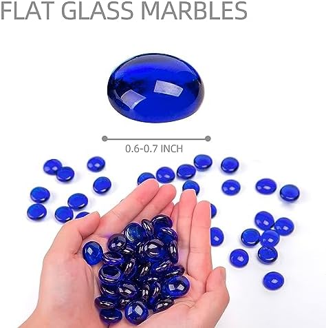 FUTUREPLUSX 1LB Dark Blue Flat Glass Marbles