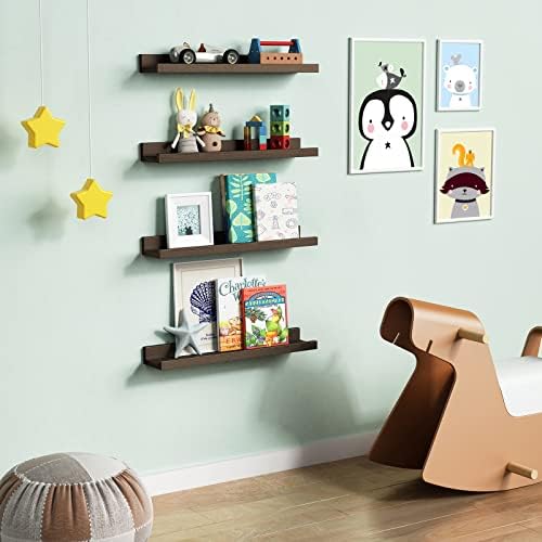 Forbena Rustic Picture Ledge Shelf Set of 4 Dark Brown