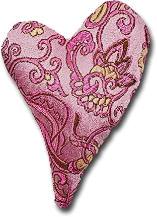 4 Inch Handmade Satin Heart Sachet Pillow - Flaxseed Fill Lavender Scented