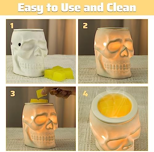 STAR MOON Halloween Wax Melt Warmer Ceramic Skull Decor