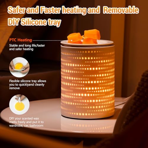 Ceramic Wax Melt Warmer with Timer and LED Lights