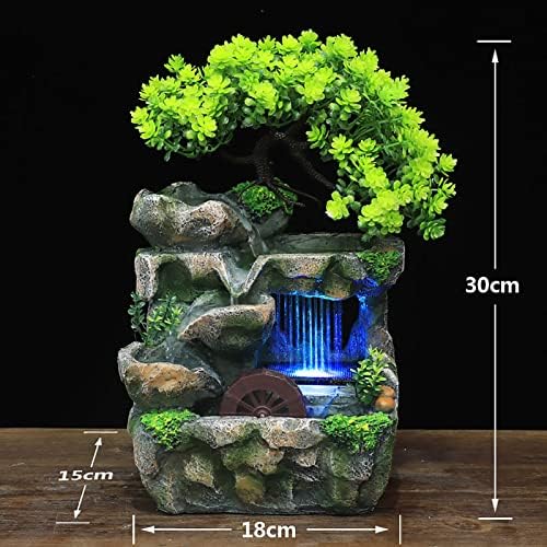 Desktop Water Fountain with LED Light Indoor Rockery Decor