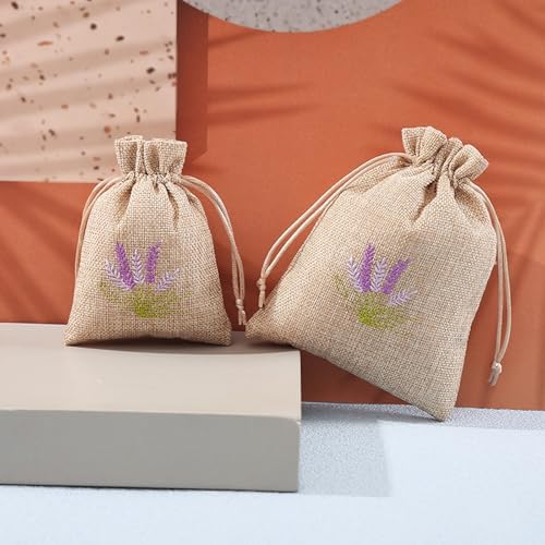 Set of 10 Cotton Linen Lavender Scented Bags for Jewelry Storage