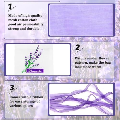 Lavender Sachet Bags - 12 Pack Refillable Organza Drawstring Pouches