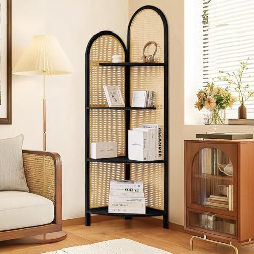 Asnefeli 4-Tier Corner Shelf Stand with Legs Black