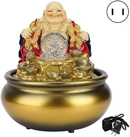 Golden Desktop Fountain with LED Light and Crystal Ball
