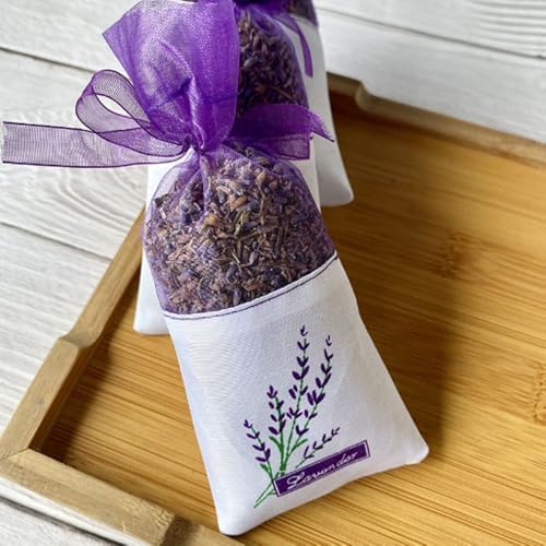 Lavender Sachet Bags - 12 Pack Refillable Organza Drawstring Pouches