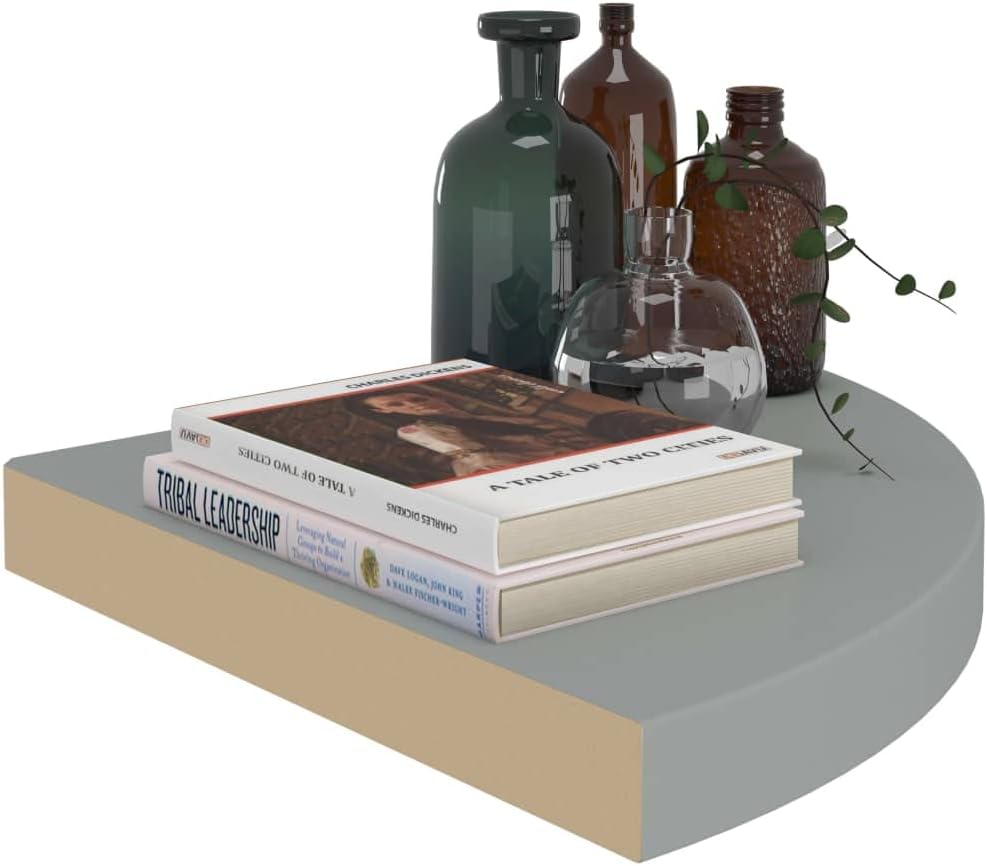 vidaXL Floating Corner Shelf Gray 138x138x15 Honeycomb MDF
