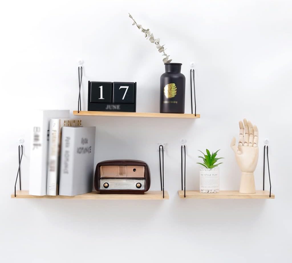 Set of 3 Floating Wall Shelves in Pink