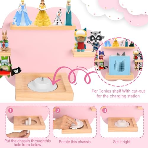 Tonies Box Organizer Magnetic Floating Shelf Pink