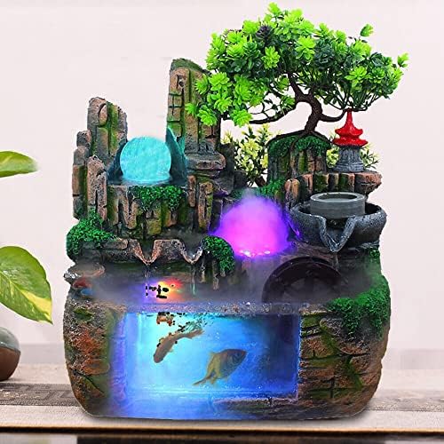 Tabletop Fountain with LED Light for Desk Home Office Bedroom Relaxation